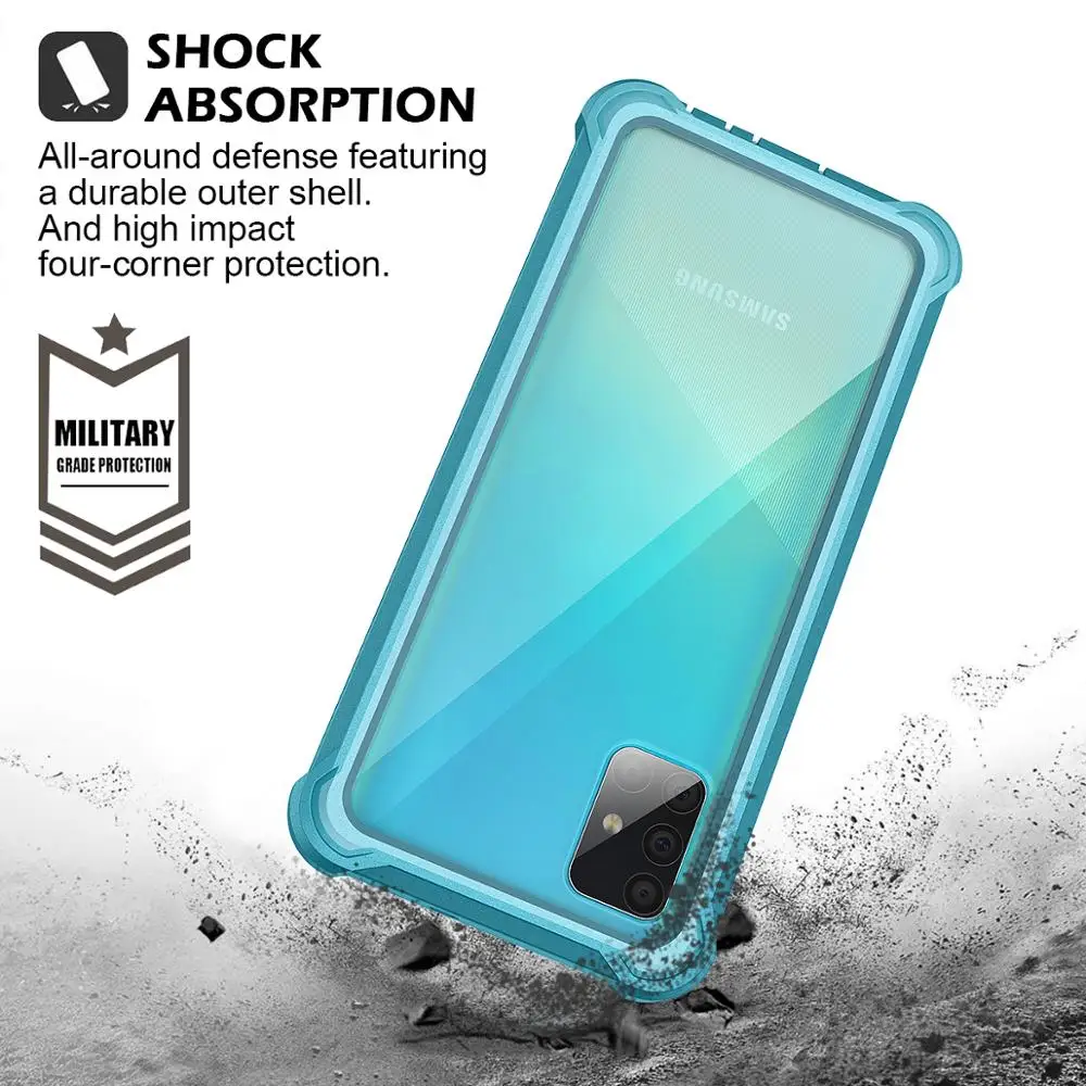 For Samsung Galaxy A71 A51 Cover with Built-in Screen Protector Clear Shockproof Bumper Hard Case Support Wireless Charging | Мобильные