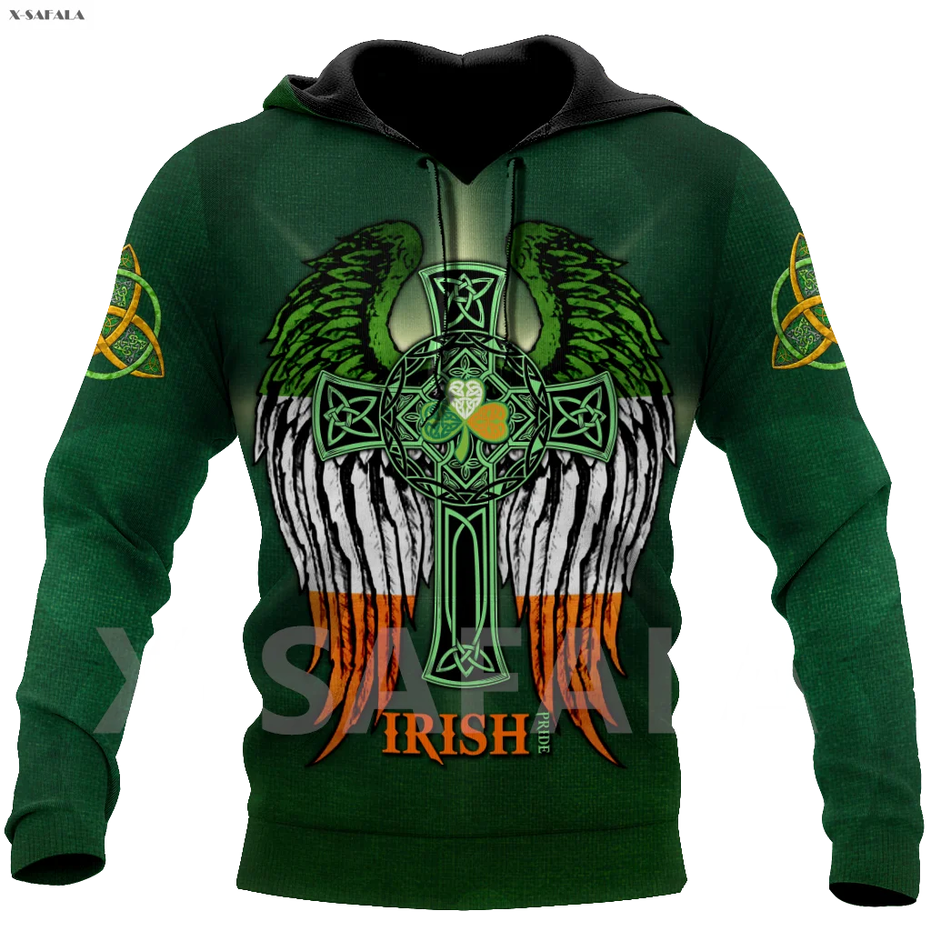 

Irish Pride God Jesus Skull Cross Pattern 3D Over Printed Hoodie Man Women Unisex Outwear Zipper Pullover Sweatshirt Casual