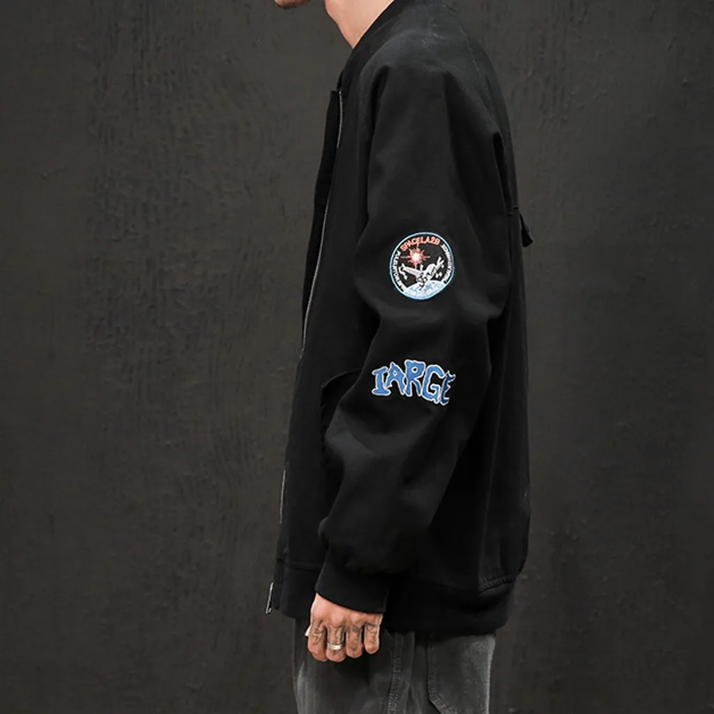 SAGACE мужская повседневная однотонная куртка на молнии большого размера