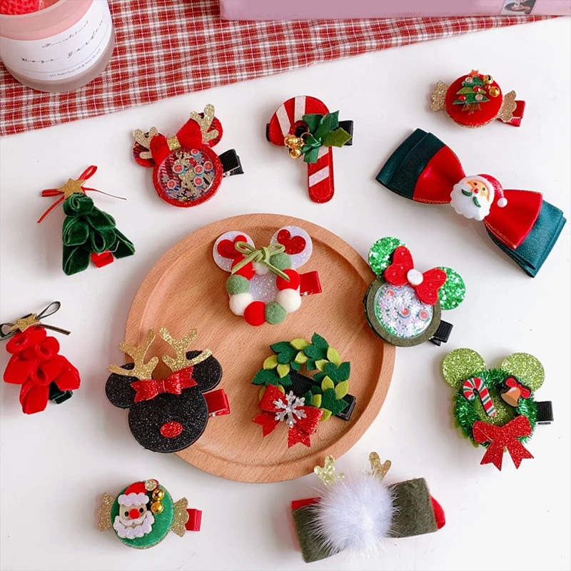 Christmas Girl's Felt Duckbill Hairpins Christmas Hair Accessories Crushed Hairpins Baby Hairpins Cute Headpieces Hair Clips