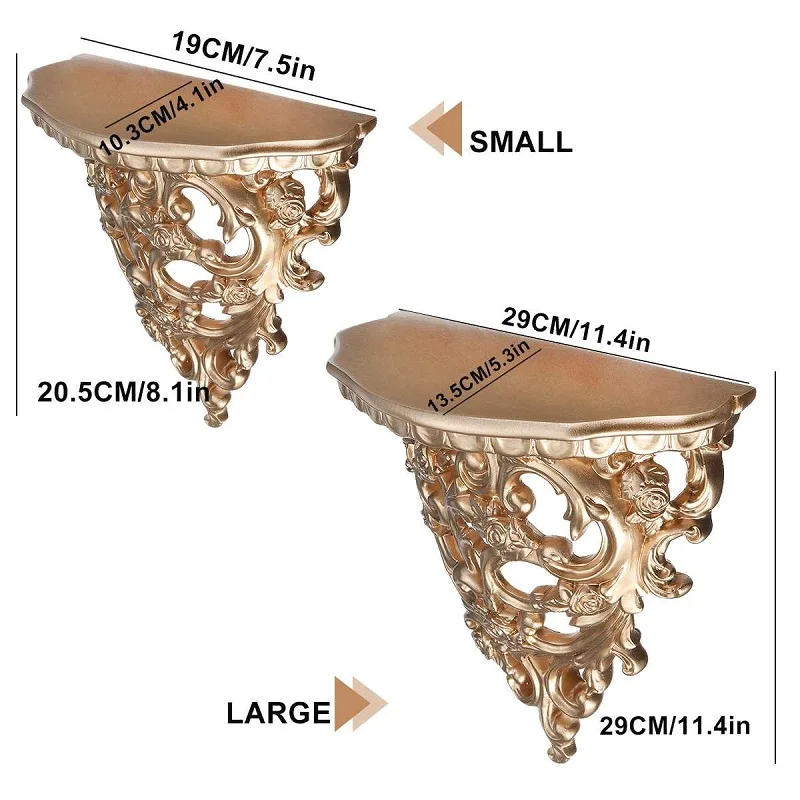 

European Baroque Style Decorative Shelves Wall Hanging Storage Rack Background Wall Floating Shelf For Living Room Decoration