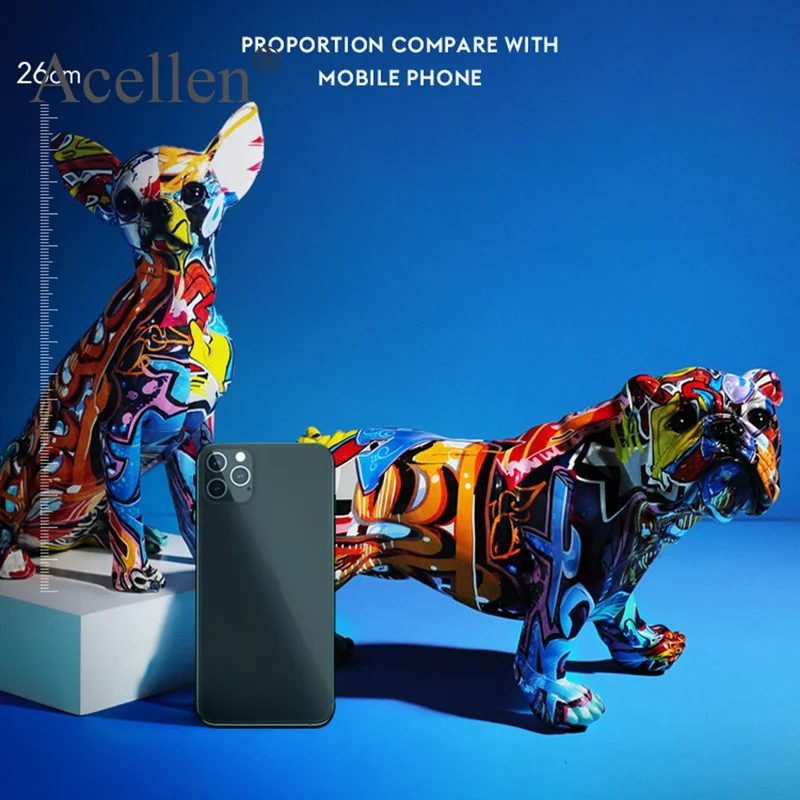 Креативная цветная статуя Чихуахуа собаки скульптура из смолы ремесла простые