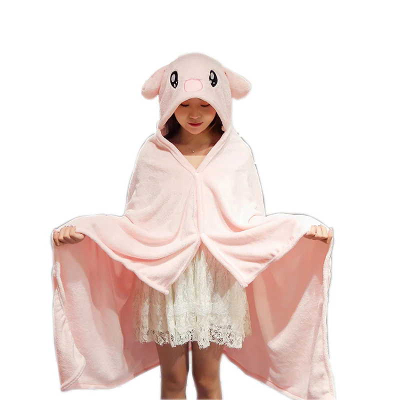 

1pc Cute Anime unicorn Bear cat tiger Hamster rabbit Plush Cloak Super Soft Coral Fleece Cosplay Adult Hooded Shawl Cape Wrap