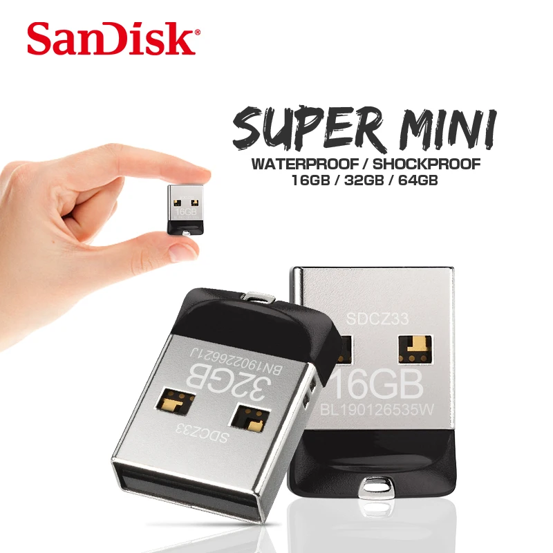 

SanDisk CZ33 16GB 32GB 64GB 128GB Cruzer Fit USB Flash Drive 16g 32g 64g 128g USB 2.0 mini memory stick Key Pen Drive for PC