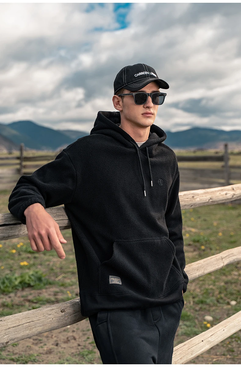 

4326 Men's autumn and winter 2021 new loose trendy tops youth plus fleece hooded fleece Sweatshirts