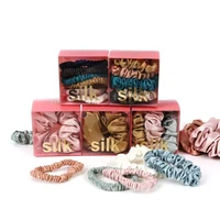 5 pcs 1 5cm hair scrunchies pack women hair accessories 100 pure silk 16 momme hair bands ties cute hearwear with packing box