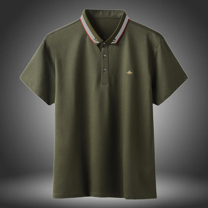 

Summer fat men's short sleeve T-shirt Lapel business polo men's 2021 new fattening oversized T-shirt trend