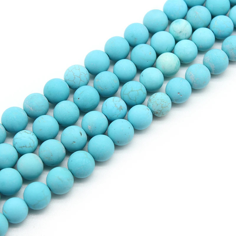 

Dull Polish Matte Natural Blue Howlite Turquoises Stone Beads Round Loose Bead For Jewelry Making DIY Bracelet 4 6 8 10 12mm