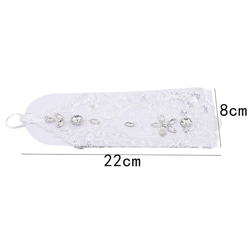 

Brand New Fashion Women Lace Long Gloves White Crystal Flower Stretch Fingerless Embroidered Female Gloves Retro Gothic