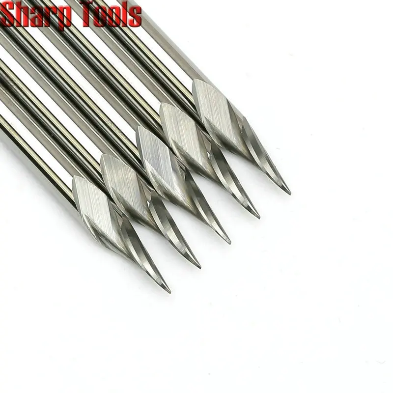 3.175 x 0.5mm 5pcs 0.2-0.5mm Tip 3.175*30 Angle V Carving 1 Flute Spiral Carbide Engraving Bits CNC Router Tools Grooving Milling Cutters for Metal - Длина режущей кромки: 3.175 x 0.5mm 5pcs