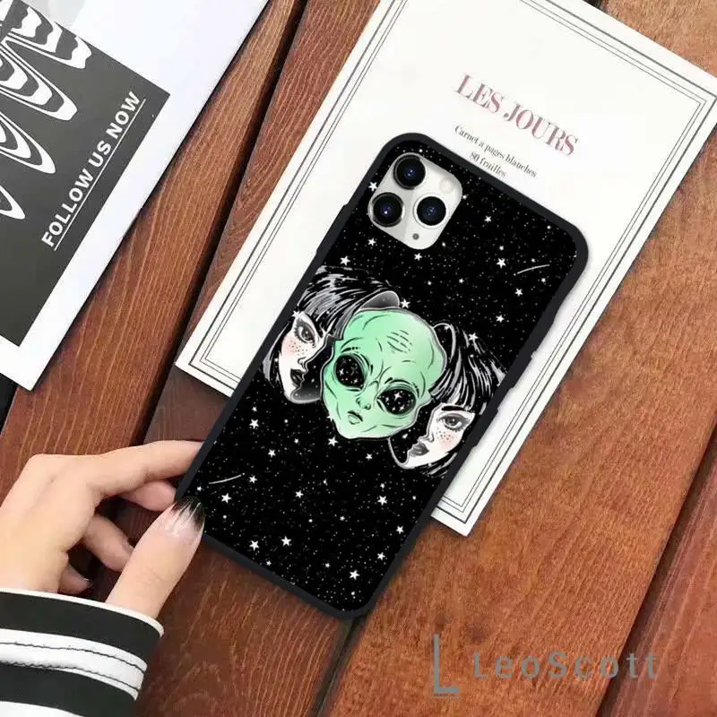 

Aesthetics Cute Cartoon alien space Phone Case for iPhone 11 12 pro XS MAX 8 7 6 6S Plus X 5S SE 2020 XR Soft silicone