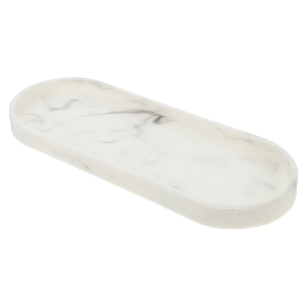 

1pc Resin Jewelry Plate Toiletry Storage Tray Bathroom Storage Plate (White)