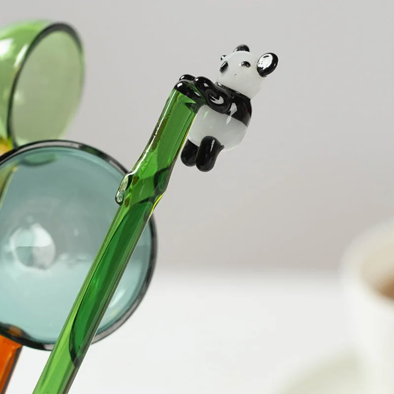 Цветная прозрачная стеклянная ложка с длинной ручкой десерт мороженое чай кофе