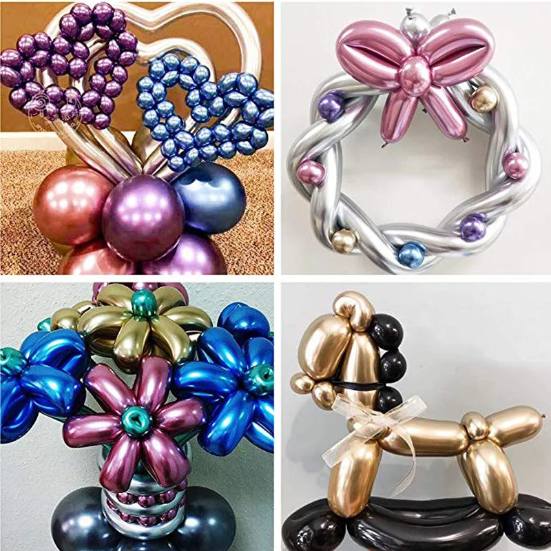 

50/100pcs Metallic Long Balloons DIY Strip Long Shape Balloon Tying Twist Modeling Balloon For Birthday Wedding Christmas Party