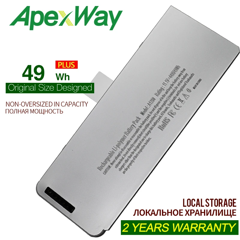 

Белый аккумулятор ApexWay 11,1 В 4400 мАч для Apple A1280 MB771 MB771LL/A MB771J/A A1278 MB466CH/A MB466J/A MB466X/A