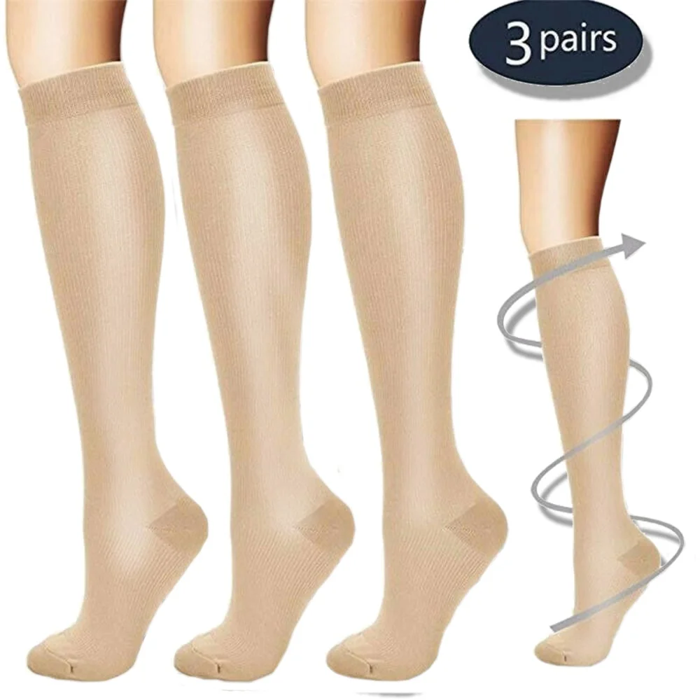 

Palicy (3 Pairs) Compression Knee High Socks 20-30mm Hg Graduated Mens Womens S M L XL Foot Leg Support Stocking Sport Stockings