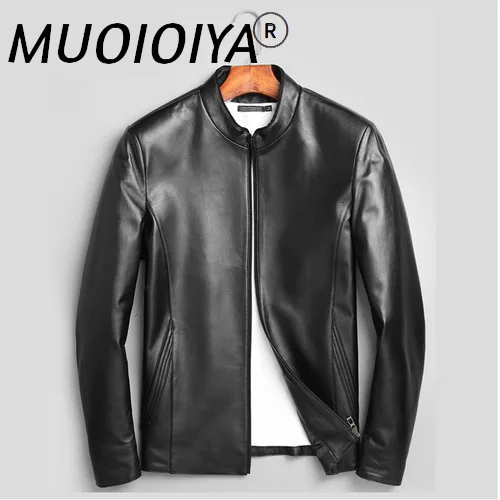 

Модная приталенная кожаная куртка для мужчин, весеннее пальто из натуральной овечьей шкуры, уличная одежда, мужские короткие куртки с ворот...