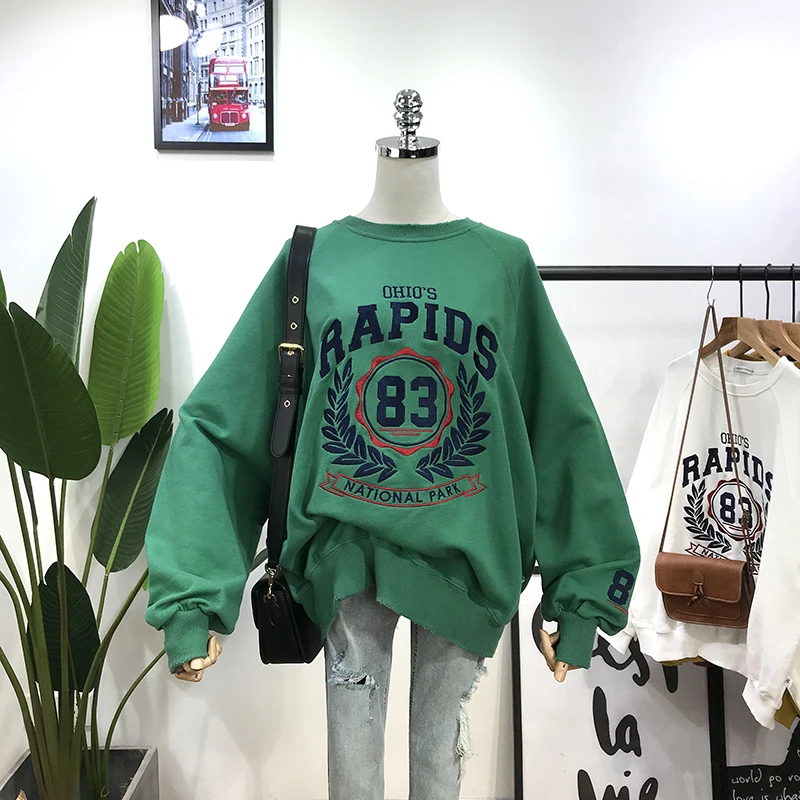 Корейская Весенняя новая свободная толстовка с капюшоном для женщин большого