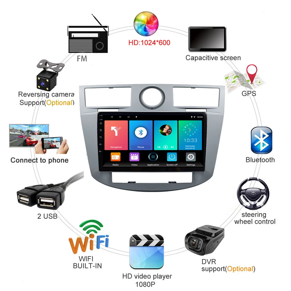 Автомобильный мультимедийный плеер 2 Din на Android с радио GPS-навигацией для Chrysler Sebring