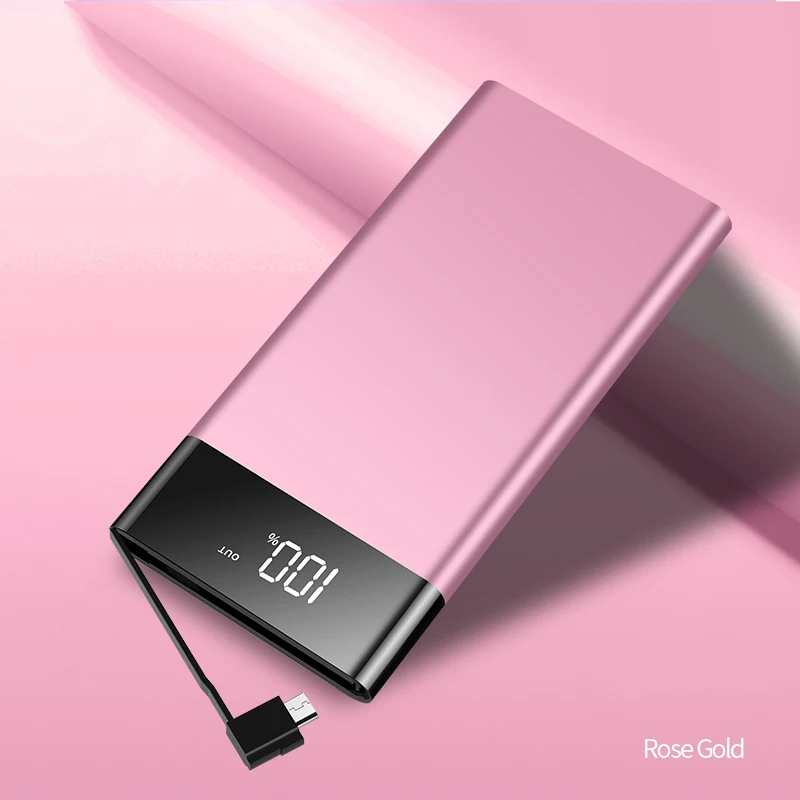 10000 мАч Внешний аккумулятор 2.1A с кабелем Внешняя батарея forSamsungMI USB Type C зарядным
