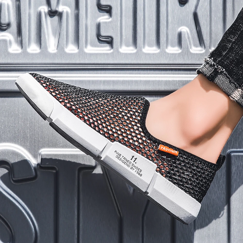 

New Men's Vulcanize Shoe Sneakers Summer Mesh Casual Shoes Breathable Rubber Non-Slip Lightweight Shoes Men Loafers Footwear