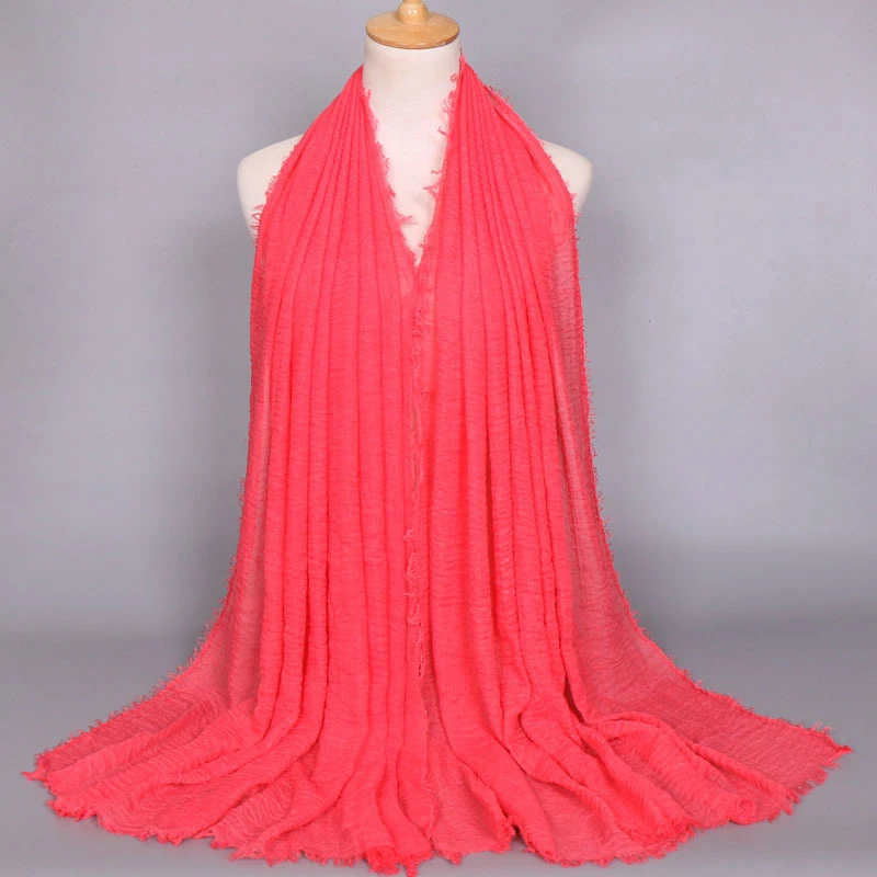 Женский мусульманский простой мягкий гофрированный хлопковый хиджаб