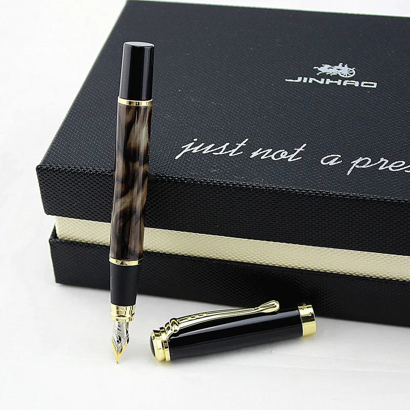 Jinhao 500 черная Золотая авторучка с резьбой 2 вида перьев 0,5 мм и 1,0 мм Высокое качество офисные принадлежности Подарочная чернильная ручка