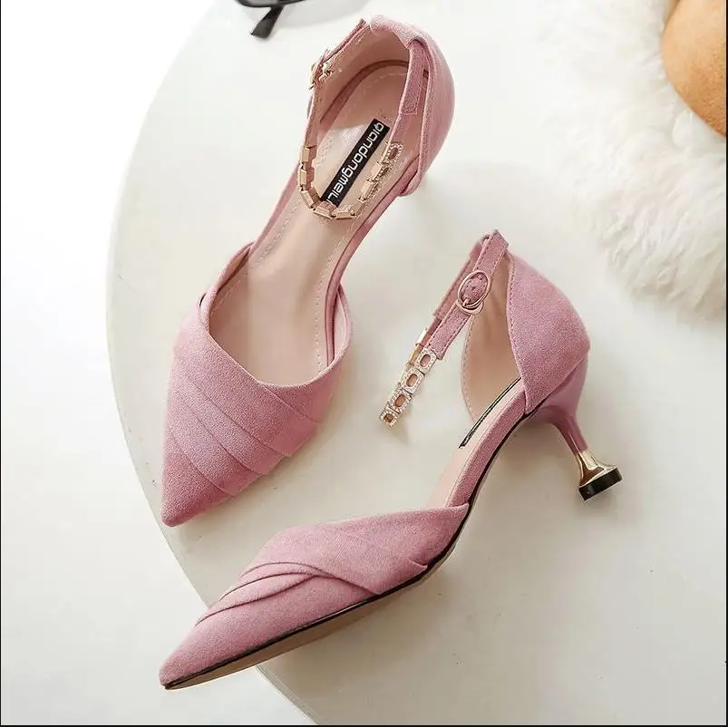 

Suede Point Toe High heel Shoes Ladies Sweet Comfortable Pumps Elegant Overlap Solid High Heels Fashion Woman Party Office Shoes