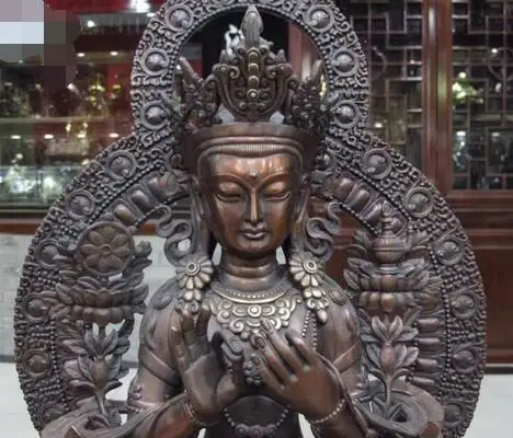 Бесплатная доставка 58 см китайская статуя Будды Майтреи из чистого бронза