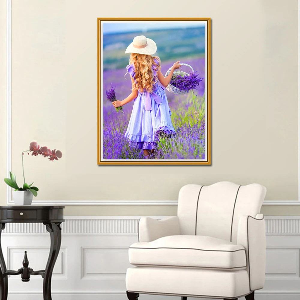 5D алмазная живопись полный круг сверло лаванда фон пейзаж вышивка наборы для