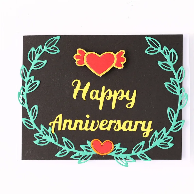 Eastshape Happy Anniversary Word Dies Love Metal Cutting for Card Making Scrapbooking Embossing Stencil Wreath Leaver | Дом и сад