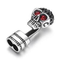 stainless steel red eye skull hook end bead connector double hole 5mm bracelet closure for diy accessories jewelry making