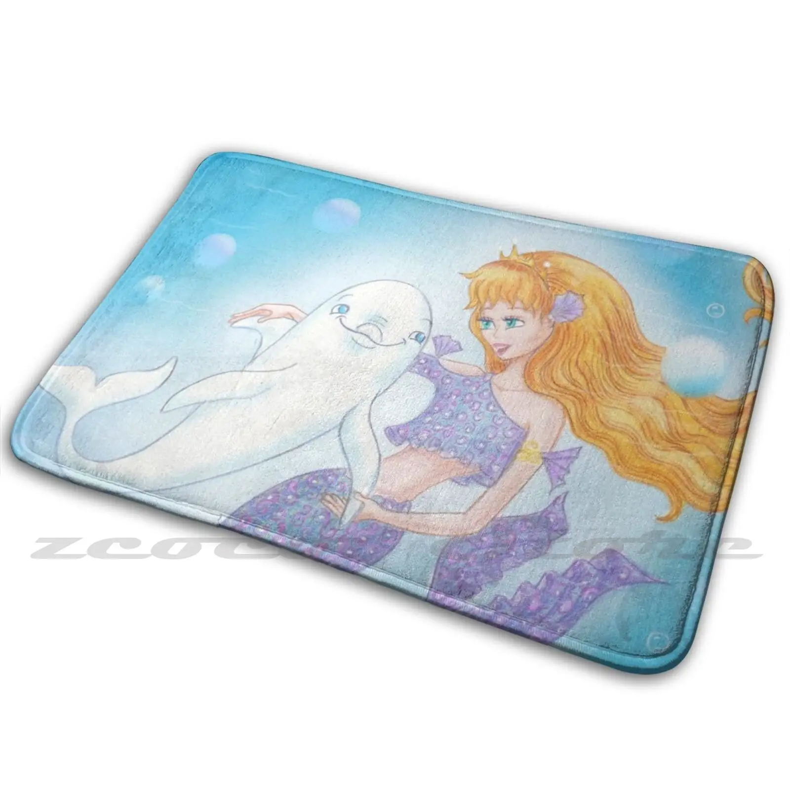 The Little Dolphin Soft Non-Slip Mat Rug Carpet Cushion Mermaid Children Illustration Ocean Fairy Tail Wonder | Дом и сад