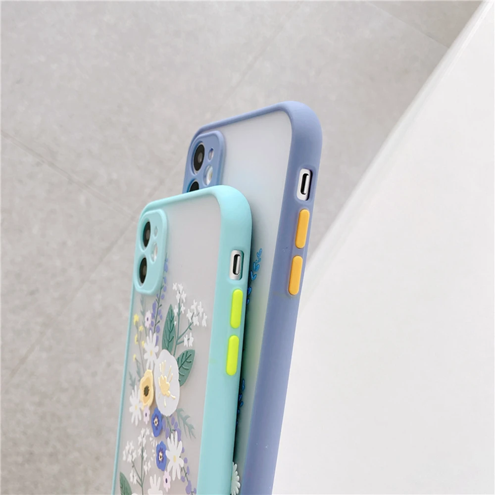 Матовый чехол для телефона iPhone 11 Pro Max X XS XR MAX 8 7 Plus SE 2020 тисненый цветок задняя