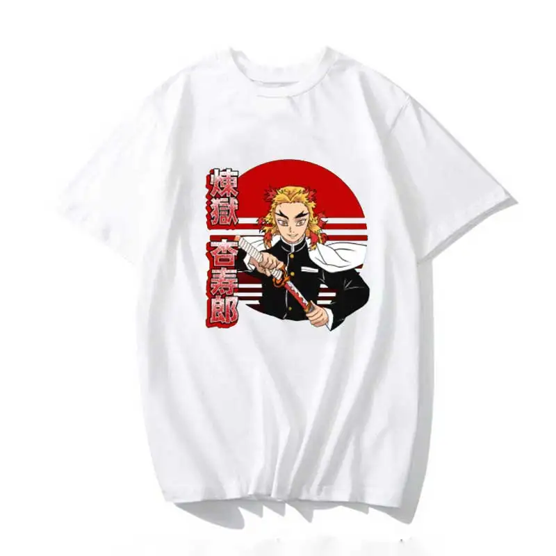 

Kimetsu No Yaiba Demon Slayer Rengoku T Shirt Men Kawaii Tops Cartoon Karate Graphic Tees Tee Shirt Unisex Harajuku Shirt Male