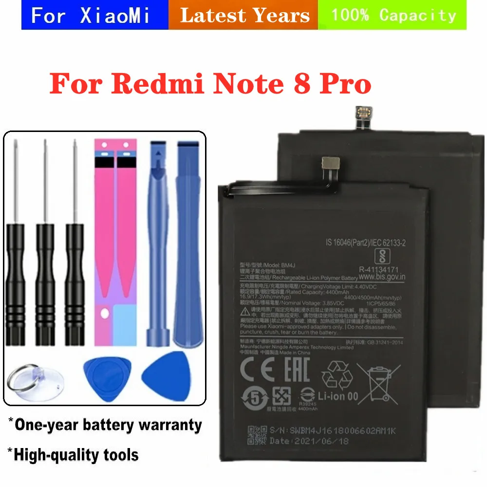 

Новый аккумулятор 4500 мАч BM4J для Xiaomi Redmi Note 8 Pro Note8 Pro, оригинальный запасной аккумулятор для телефона + Инструменты