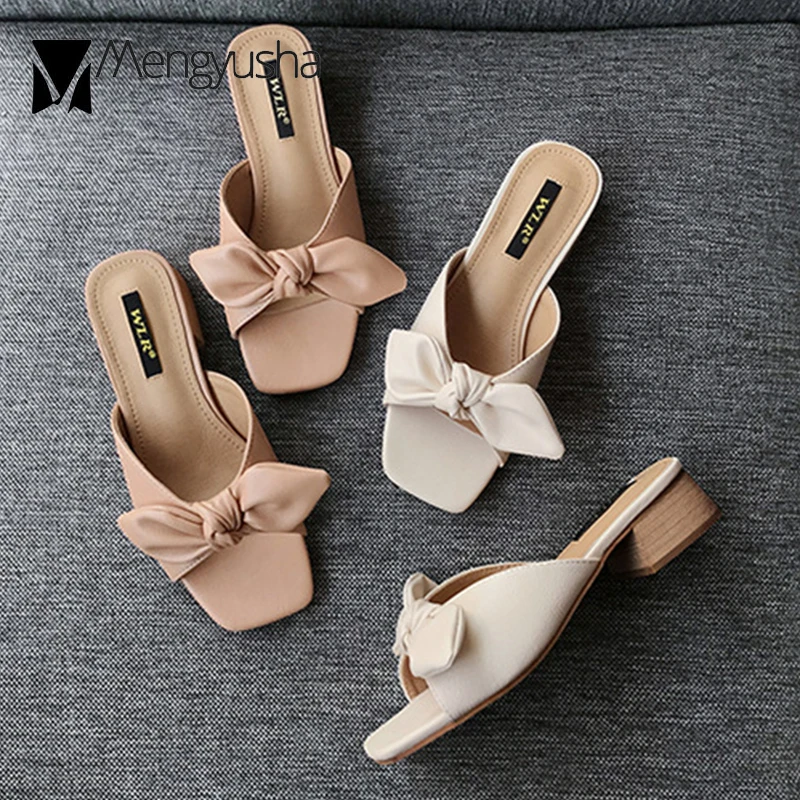 2020 с прелестным узлом-бабочкой петлей на пятке Женские босоножки Открытый носок