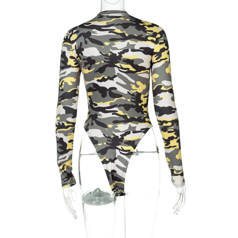 

hirigin Women Autumn Winter Long Sleeve Printed Bodycon Camouflage Slim Bodysuit Romper Playsuit 2020 Fall Clothes Streetwear