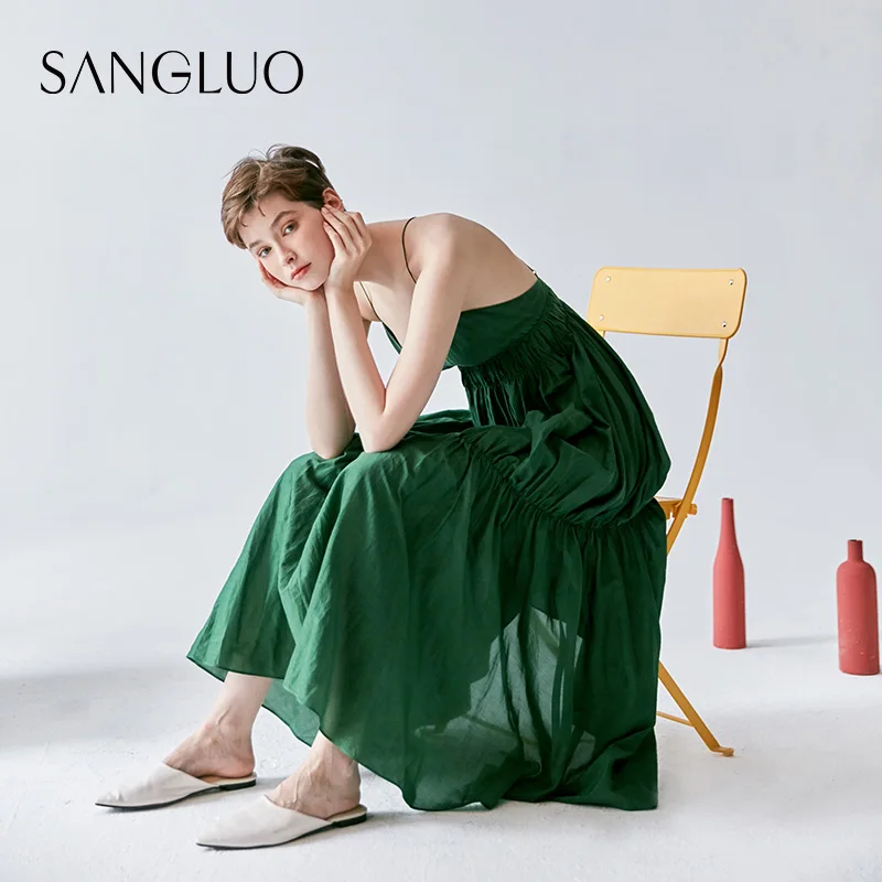 

★ways outside wearing a skirt with shoulder-straps dress SANGLUO mulberry mulberry silk nightgown Luo Lou back skirt
