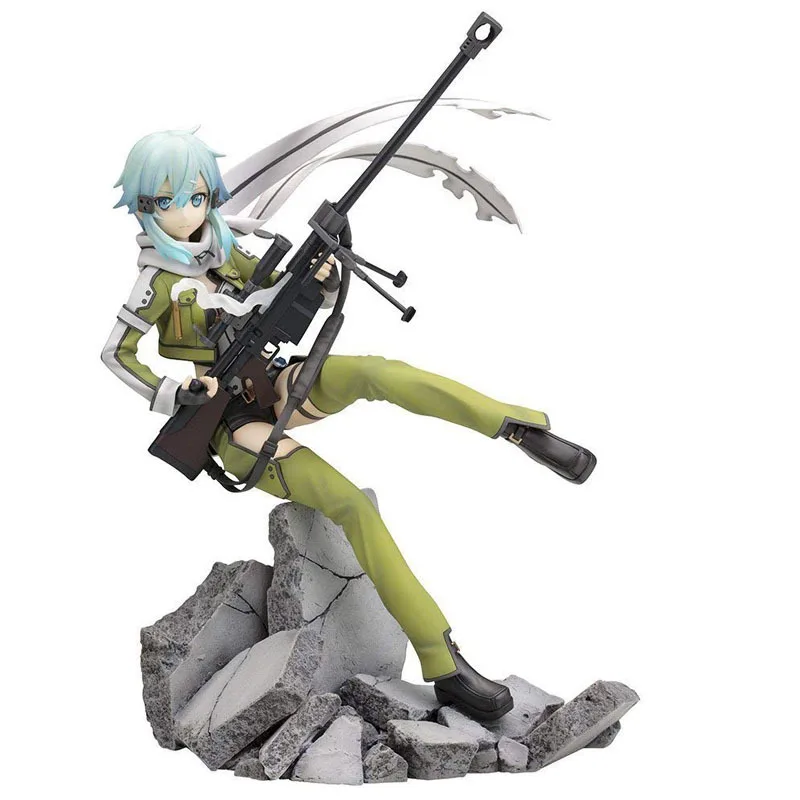 

PVC Anime SAO Phantom Bullet Sinon Action Figure 1/8 Scale Sit Sword Art Online GGO Pre-painted Model Toy Collectibles Gift