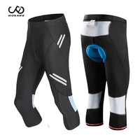 wosawe 2022 summer cycling cropped pants men tights breathable reflective cycling bicycle bike gel trousers pants with paddeds