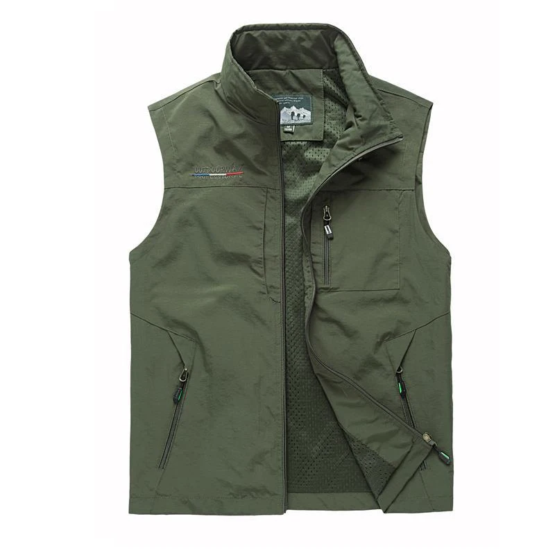 

Summer Autumn Mesh Vest Many Pockets Men Outdoors Thin Multi Pocket Classic Waistcoat Male Photographer Sleeveless Jacket 6XL
