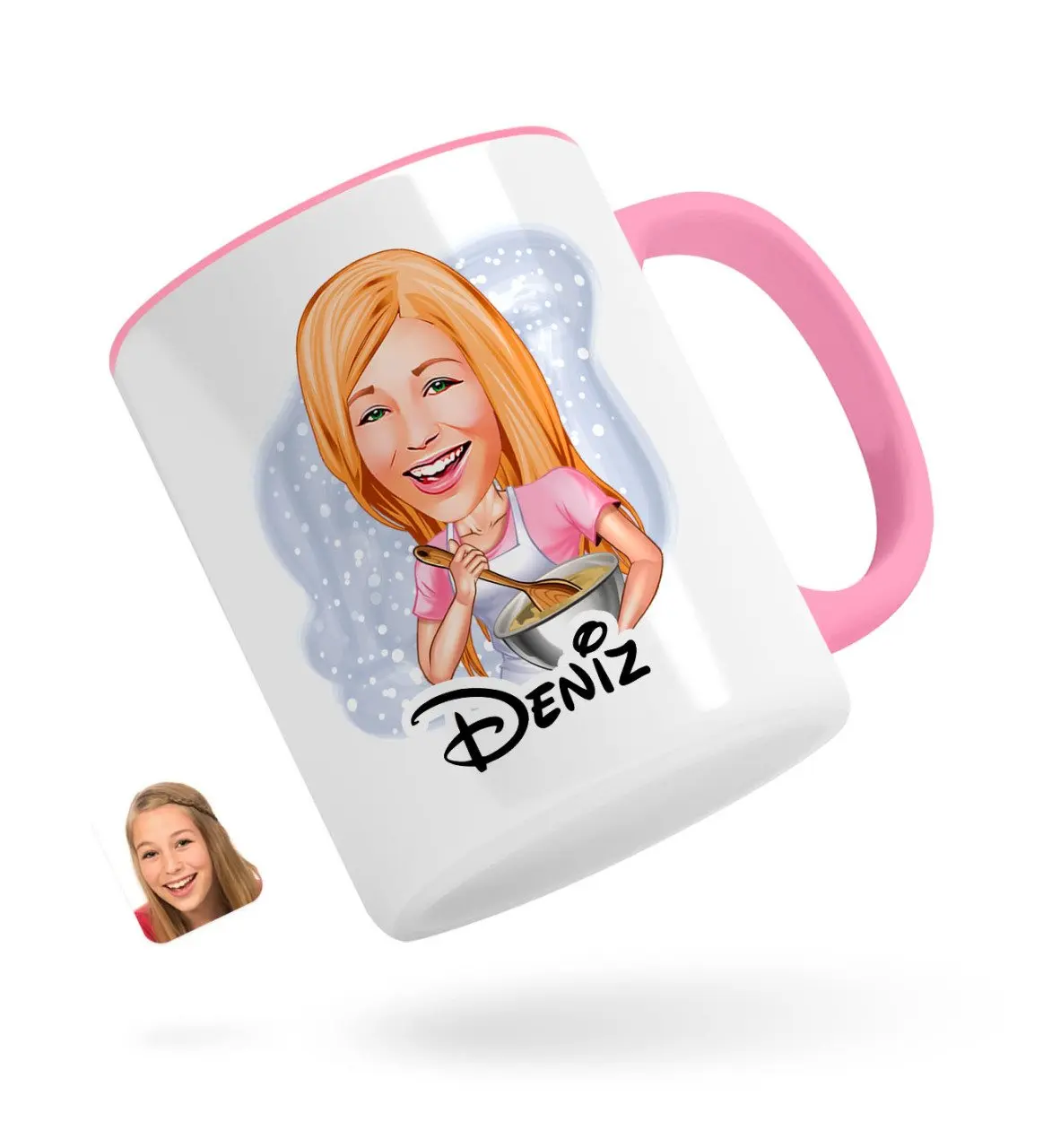 

Персонализированная Женская поварская карикатура розовой чашки