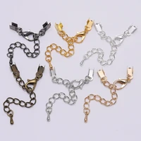10pcslot 3 4 5 8mm cord clips end caps with lobster clasps chain fit round cord connectors for jewelry making findings supplies