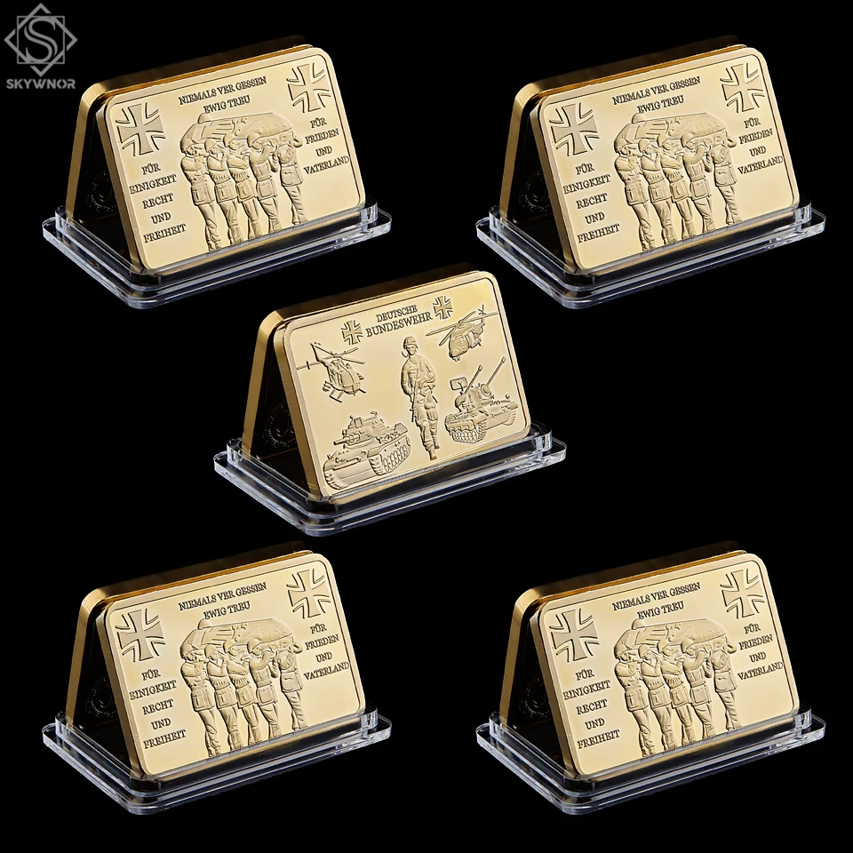 Медальон жетон 5 шт. мировая война Германия Бундесвер Солдат войны Золотое слиток