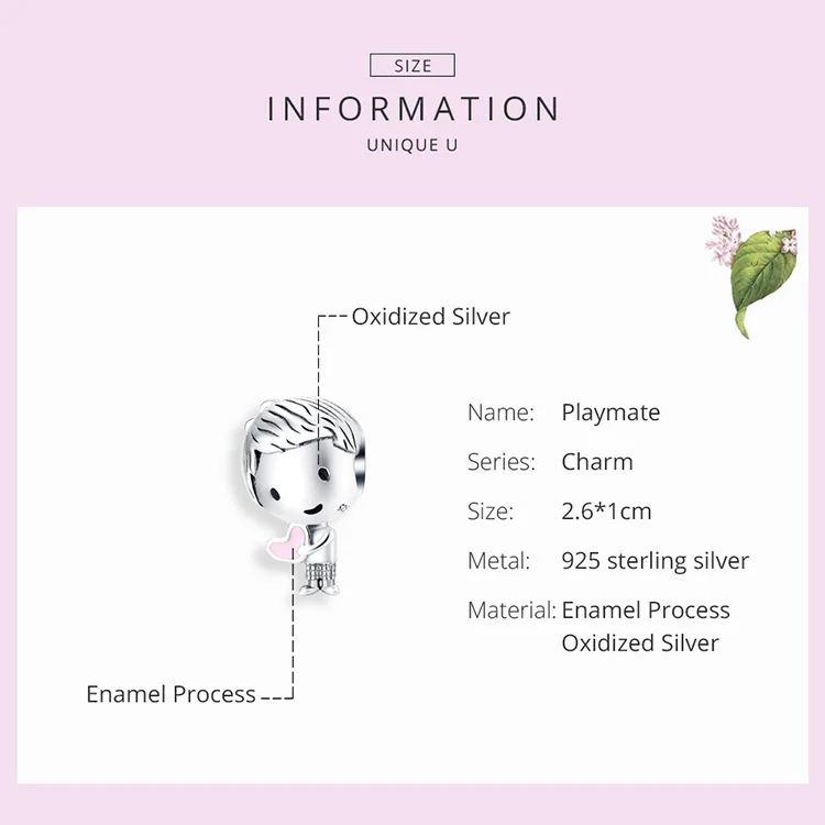 Fit Pandora браслет 925 стерлингового серебра маленькое платье девушка Сердце Мальчик бусины S925 детей подвески для DIY ювелирных изделий