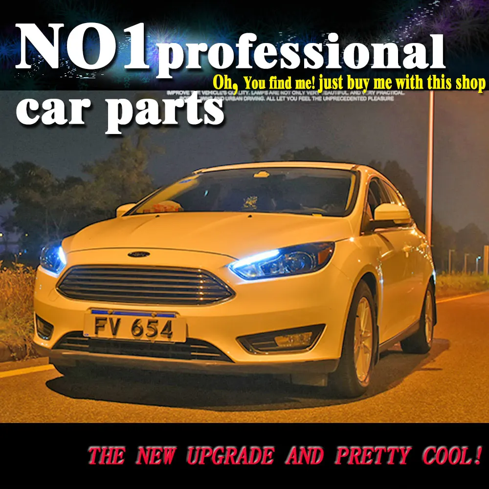 

car accessories for Ford Focus 3 LED Headlight 2015 2016 for focus ST Style LED DRL H7 Hid Option Angel Eye Bi Xenon Beam