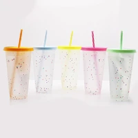 transparent color changing cup pp plastic cold changing five color star cup temperature sensitive color changing water cup