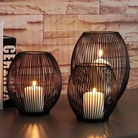 3pcs hot black metal hollow like a bird cage lantern candle holder without led lights romantic home hotel decoration ornaments