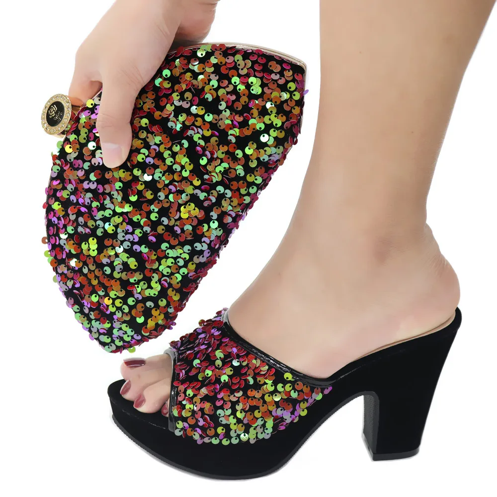 

doershow fahsion multi Shoes and Bag Set African Sets 2020 Italian Shoe Bag Set Decorated with Rhinestone High Quality! HDG1-3